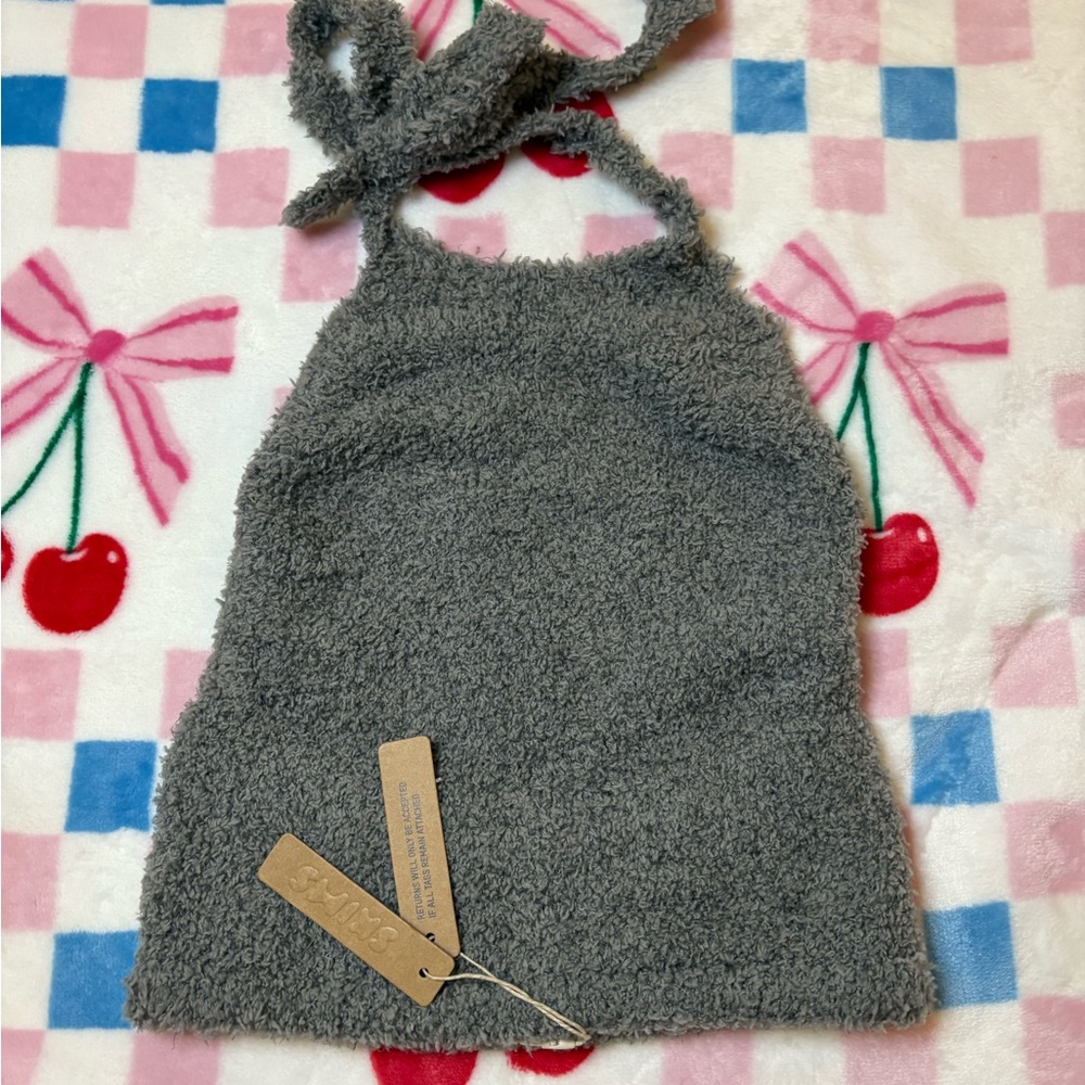 SKIMS Gray Fuzzy Halter Top